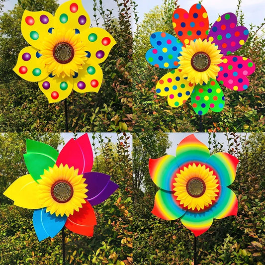 Colorful Sunflower Windmill-For Decoration Outside Yard