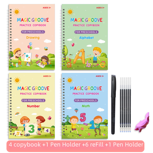 Groove Magic English Writing Exercise Book for Kids, Learning Numbers, Letters, Alphabet, Calligraphy, Gift
